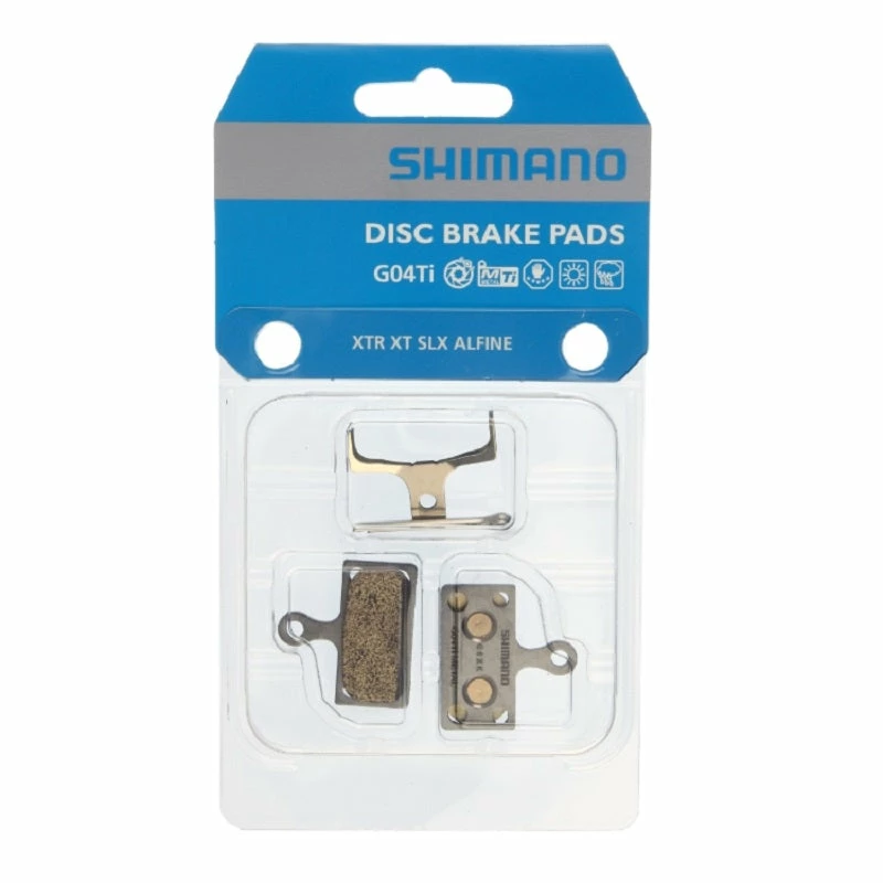 Plaquettes Frein à Disque Vélo Métallique Shimano G04Ti 3 Plaquettes Frein à Disque Vélo Métallique Shimano G04Ti