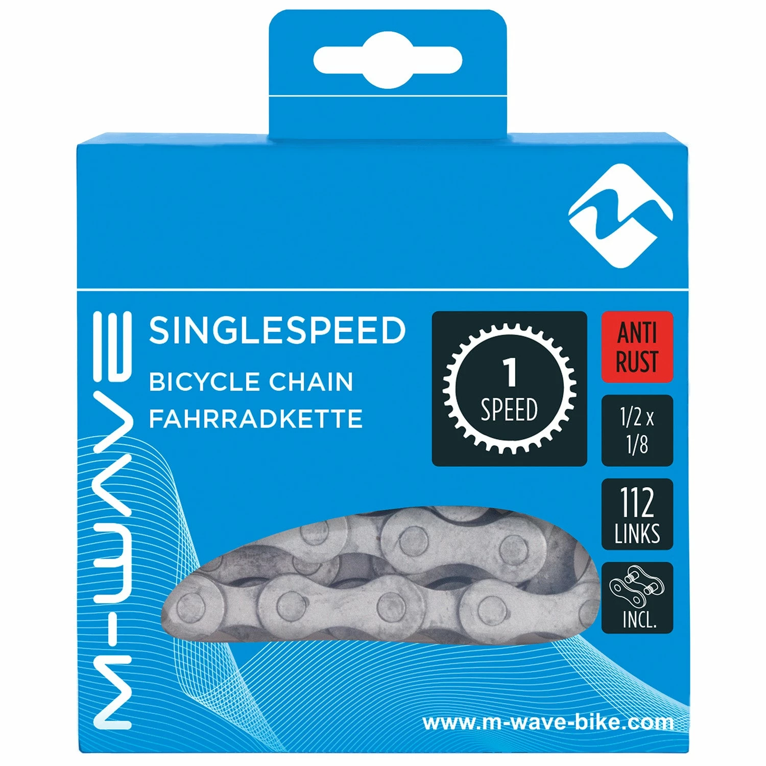 M-Wave Chaine Vélo Anti-rouille 112 Maillons Pour Mono Vitesse 1/2 X 1/8 4 M-Wave Chaine Vélo Anti-rouille 112 Maillons Pour Mono Vitesse 1/2 X 1/8 – Image 2